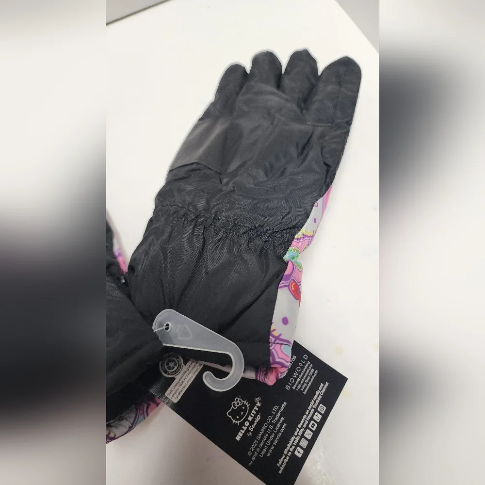 L/XL Girls Hello Kitty Ski Gloves Young Kids  Multicolor Pink Design Winter New